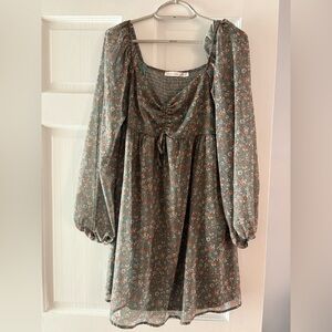 Altar'd State Green Floral Mini Dress